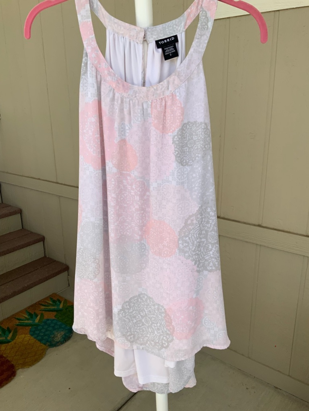 torrid Pink and Gray High-Low Layered Chiffon Shirt